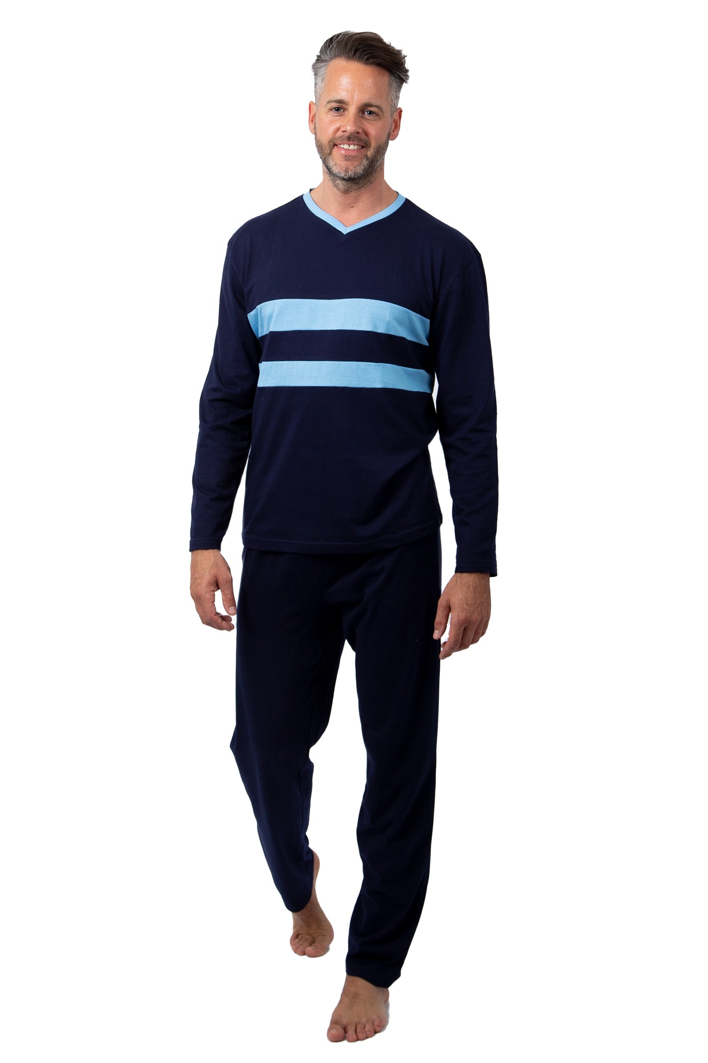 Heren Pyjama Lange Mouw - Navy Blauw
