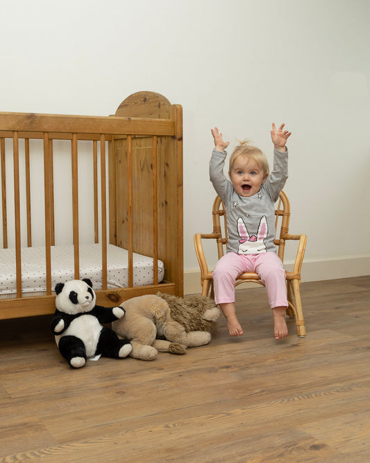 Amantes Baby Pyjama Meisjes Grijs Melange / Roze - Konijn