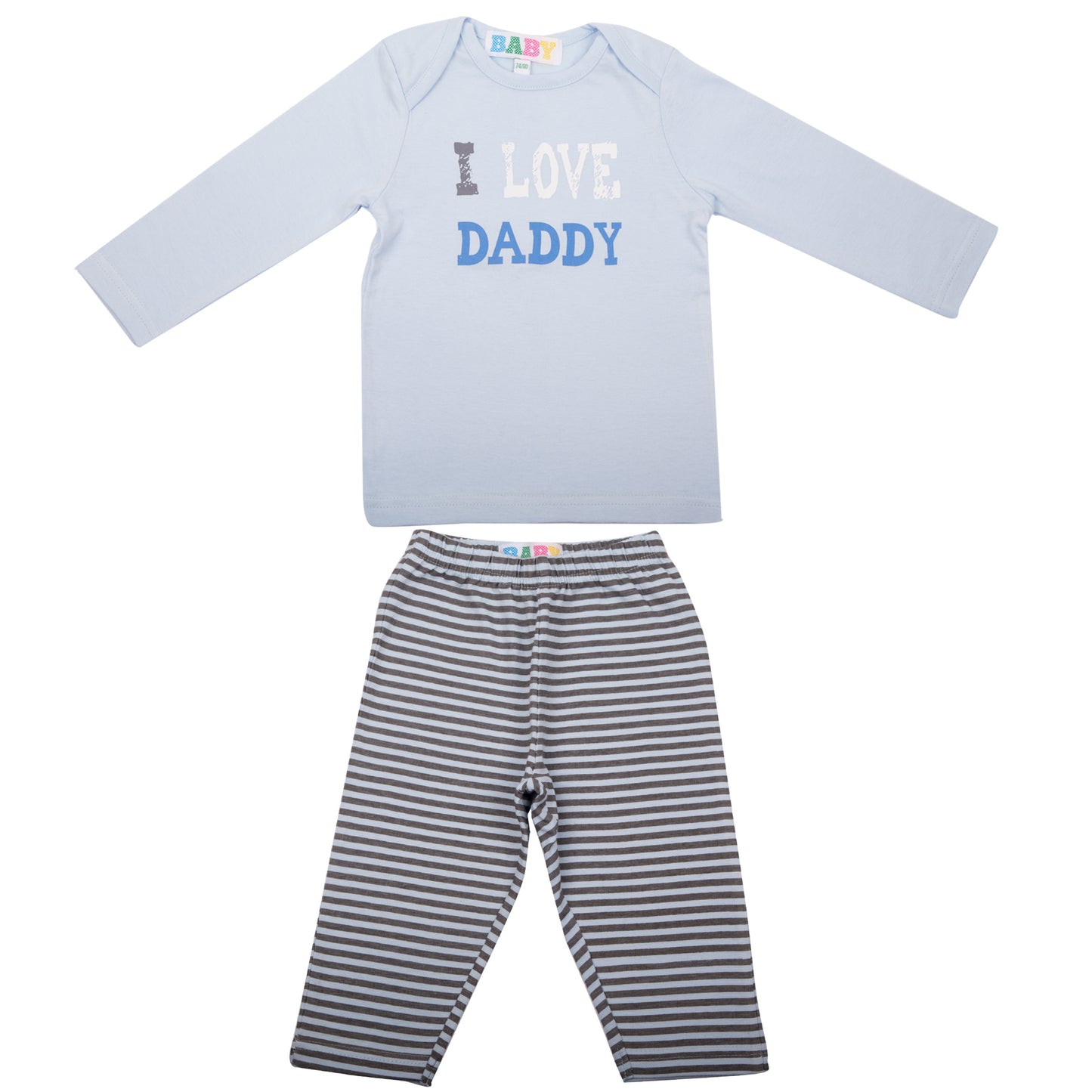 Amantes Baby Pyjama Jongens Blauw/Streep - I Love Daddy