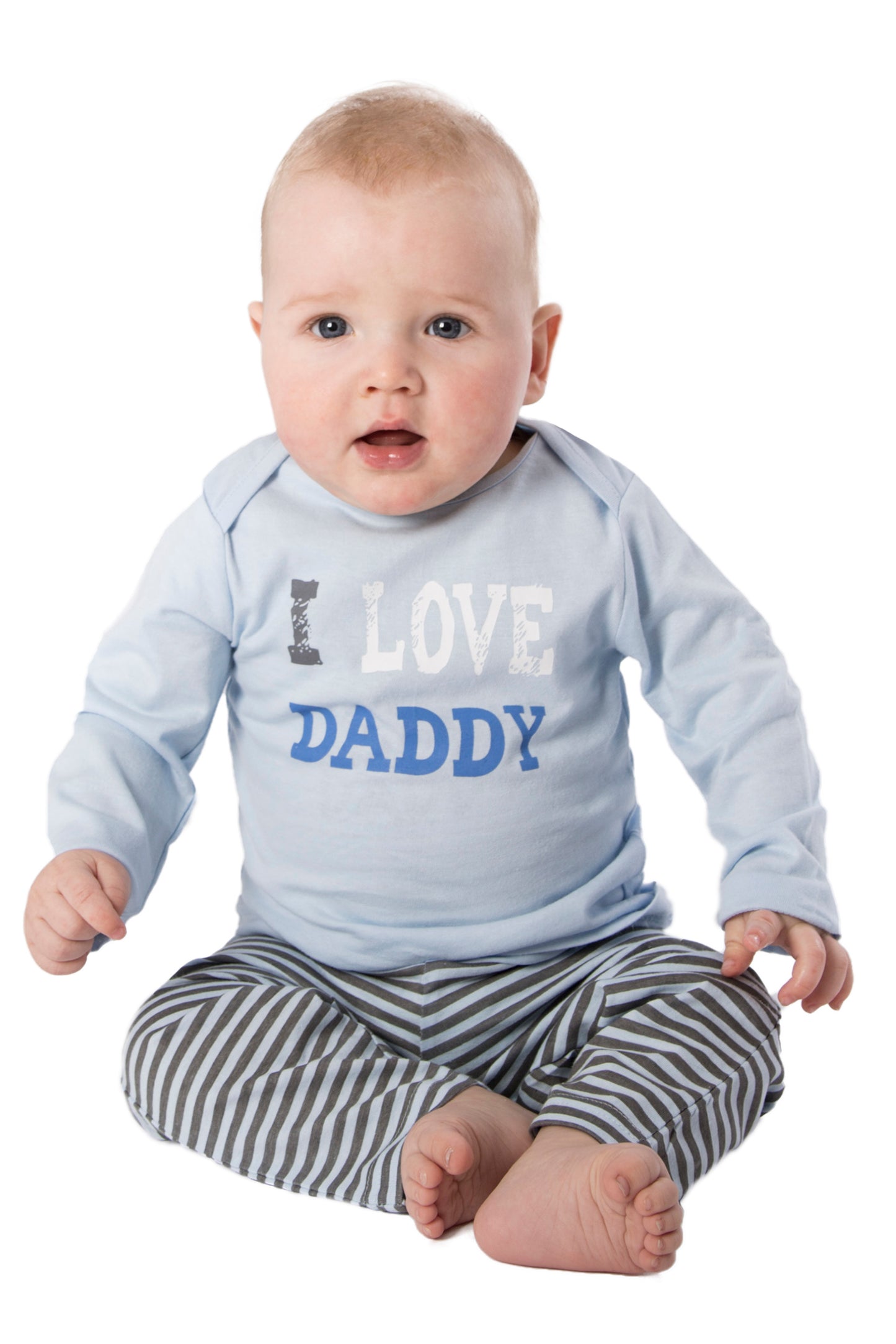 Amantes Baby Pyjama Jongens Blauw/Streep - I Love Daddy