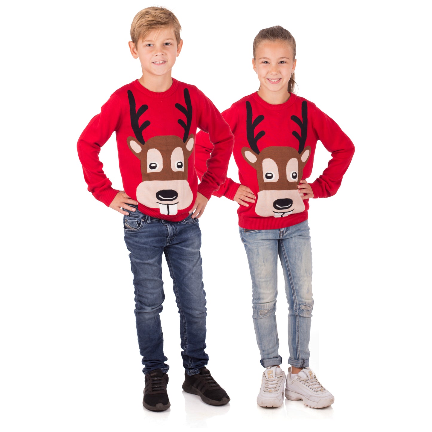 Amantes Foute kersttrui - Rood met rendier -  Incl. Giftbox