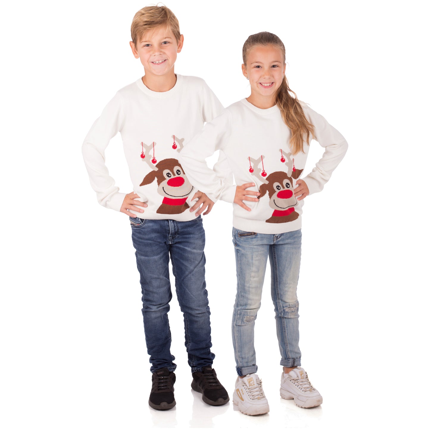 Amantes Foute kersttrui - Wit met rendier -  Incl. Giftbox