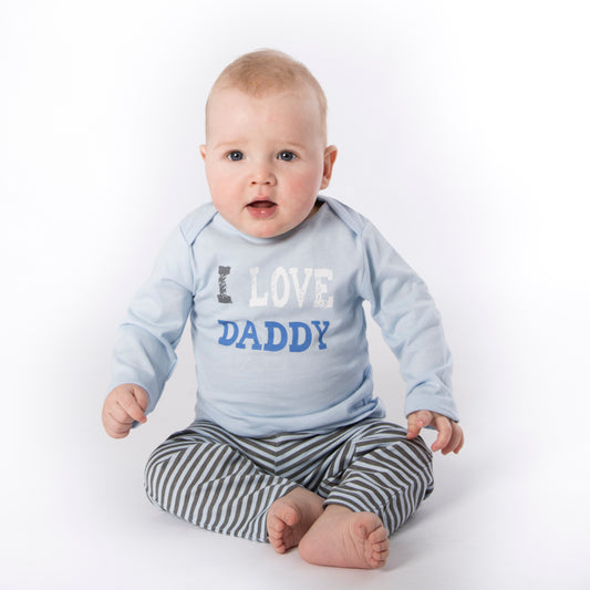 Amantes Baby Pyjama Jongens Blauw/Streep - I Love Daddy