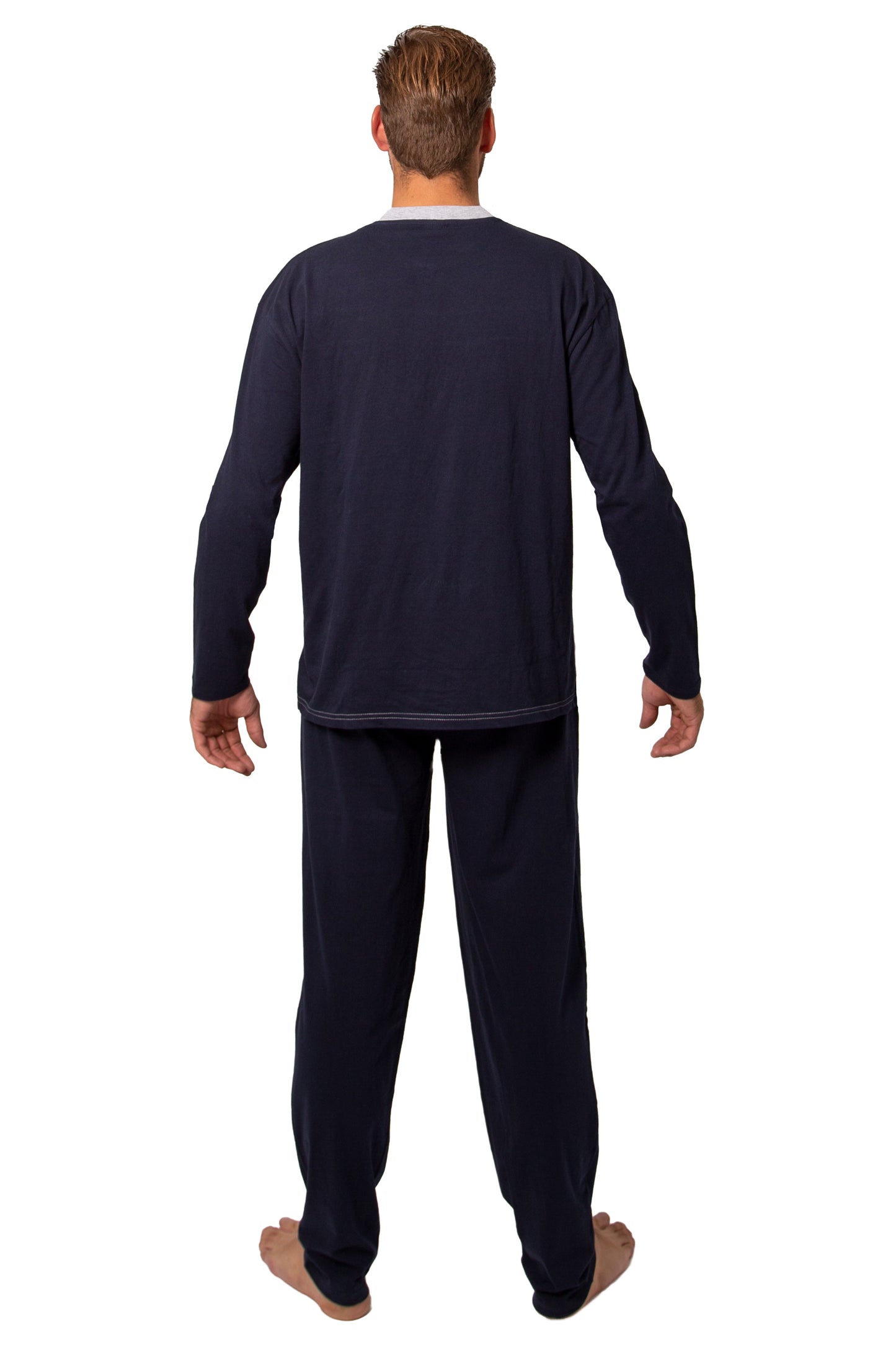 Heren Pyjama Lange Mouw - Grijs / Navy / Rood