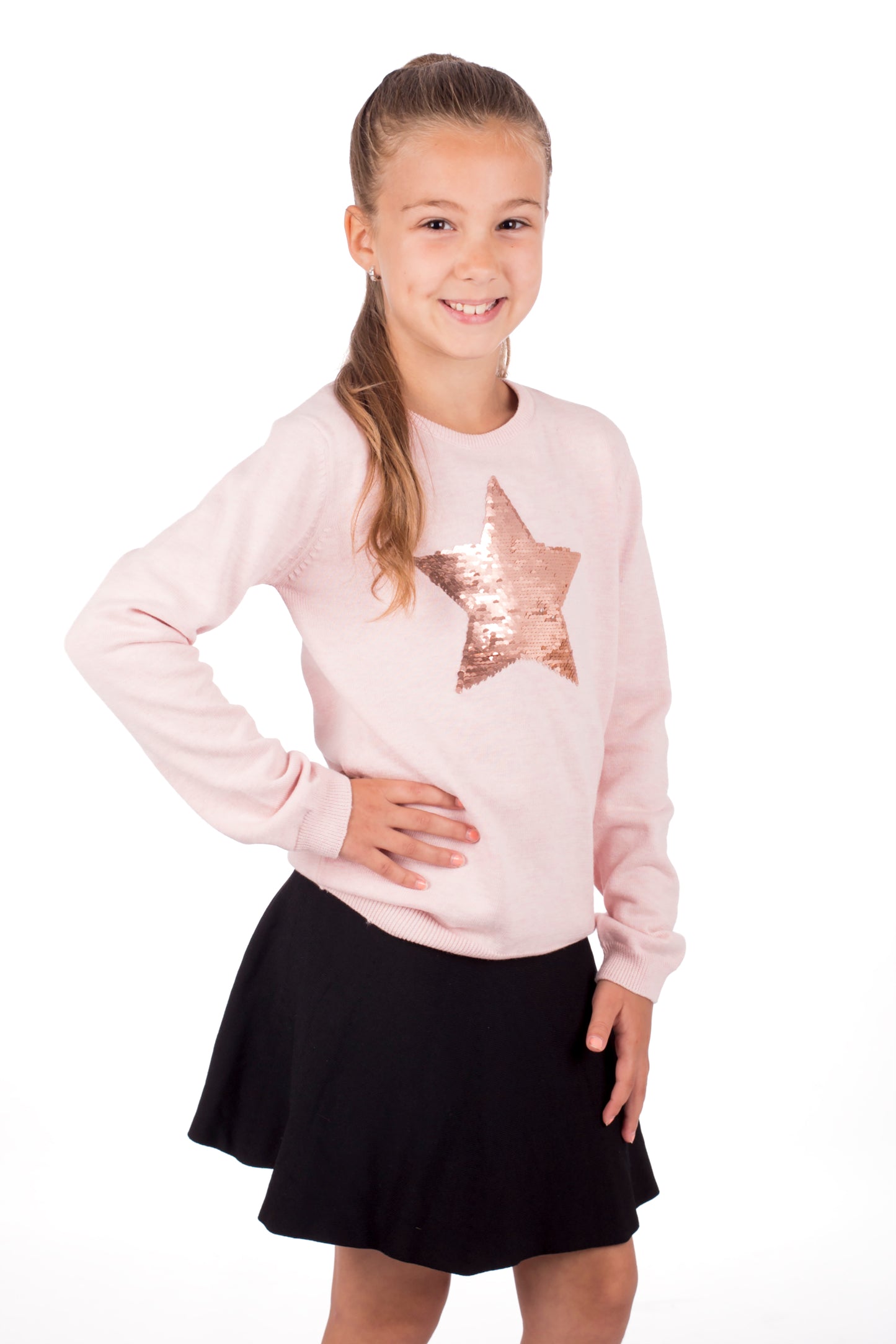 Amantes meisjes trui - Roze met pailletten ster