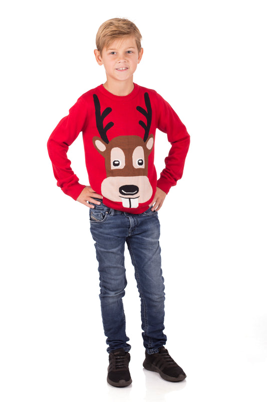 Amantes Foute kersttrui - Rood met rendier -  Incl. Giftbox