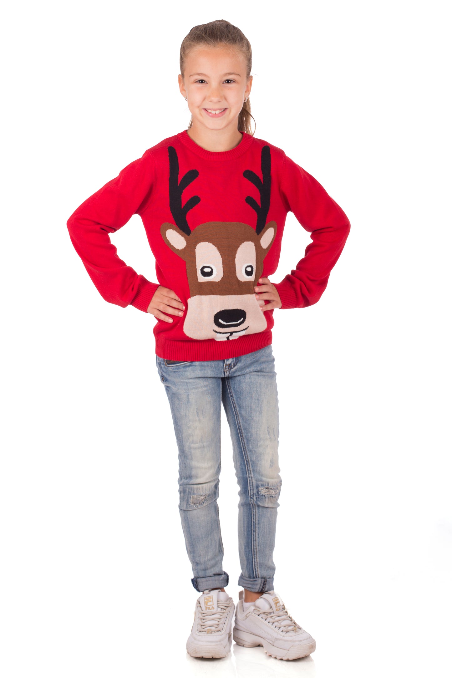 Amantes Foute kersttrui - Rood met rendier -  Incl. Giftbox