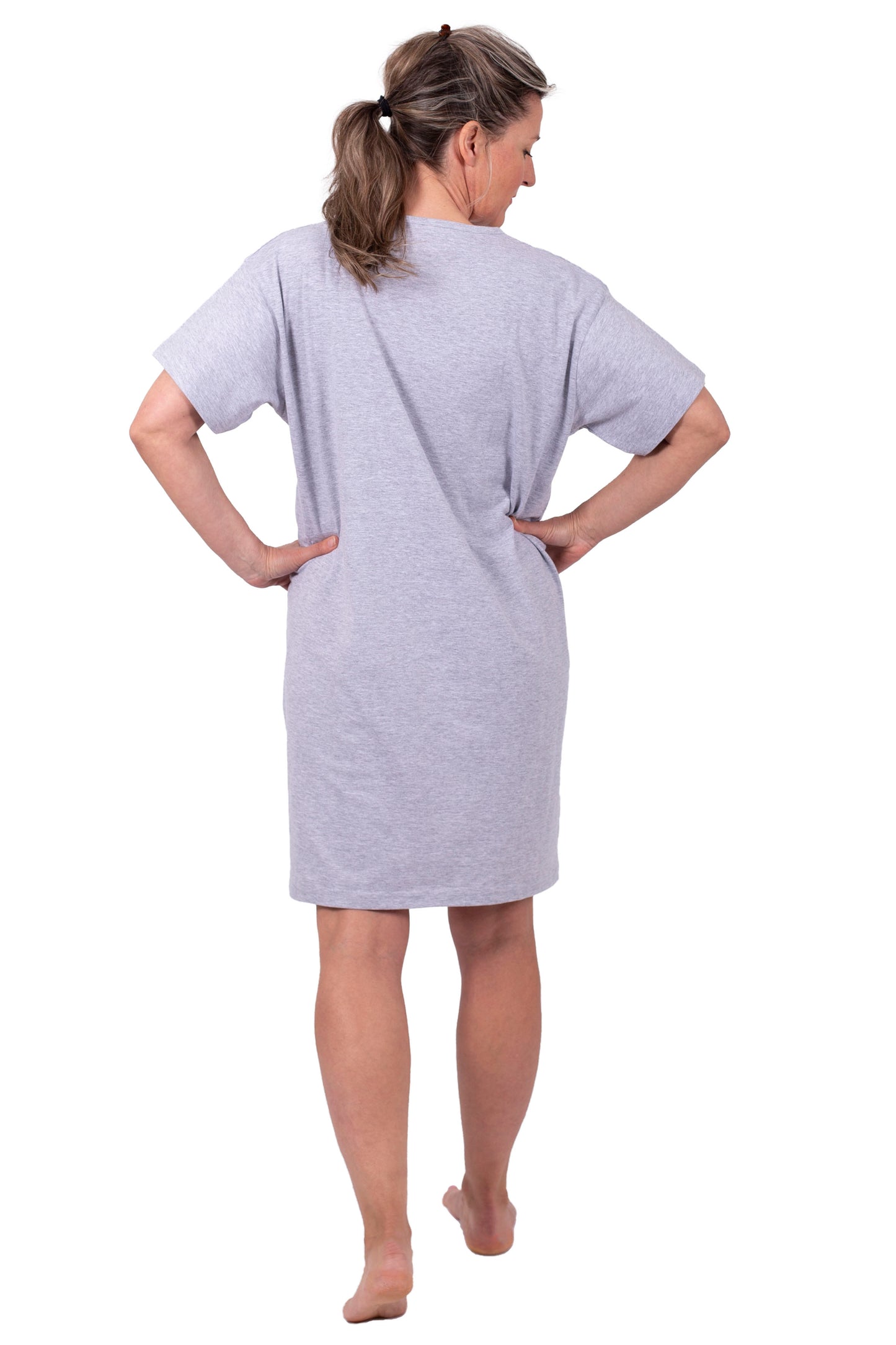 Amantes Nachthemd Dames - Slaapshirt - Korte Mouw - Grijs Melange