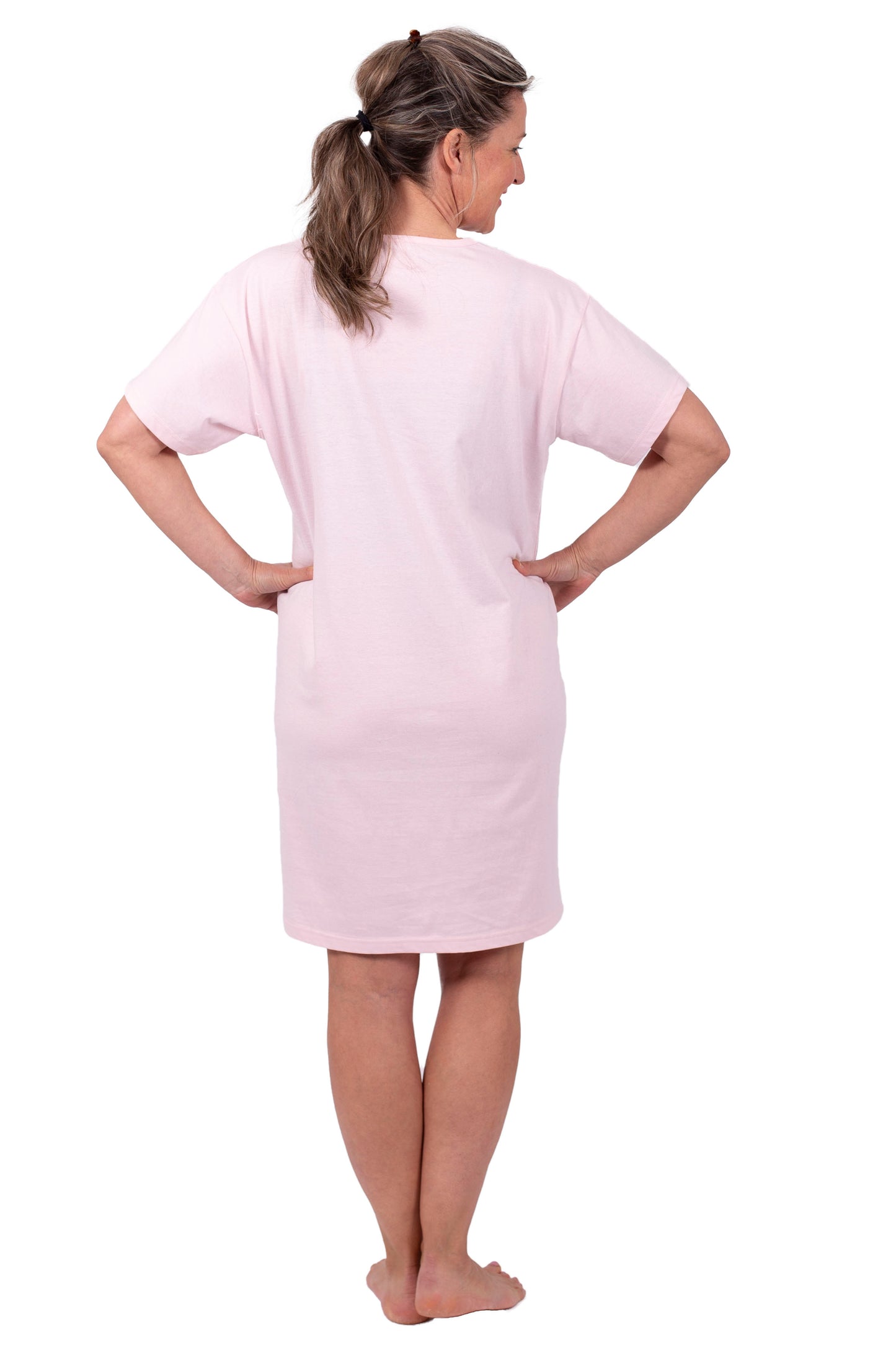 Amantes Nachthemd Dames - Slaapshirt - Korte Mouw - Roze