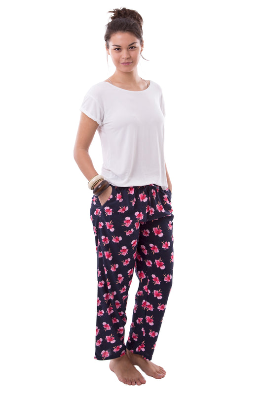 Amantes Dames Yoga Broek - Navy Flower