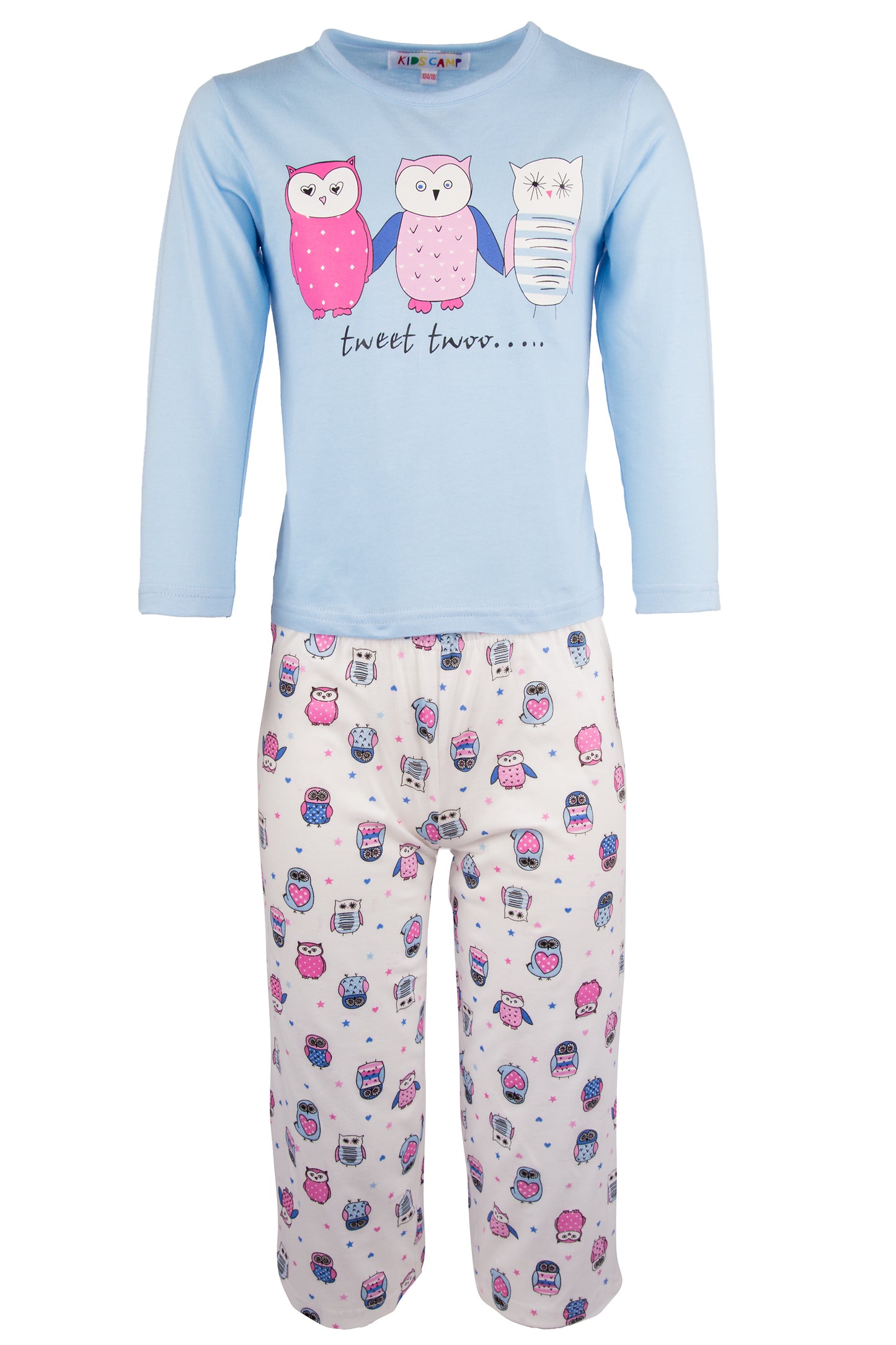 Amantes Pyjama Meisjes Blauw 'Uiltjes'