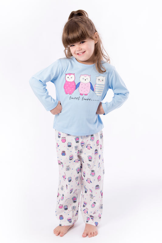 Amantes Pyjama Meisjes Blauw 'Uiltjes'