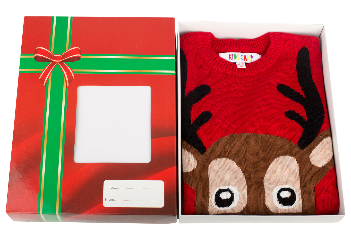 Amantes Foute kersttrui - Rood met rendier -  Incl. Giftbox