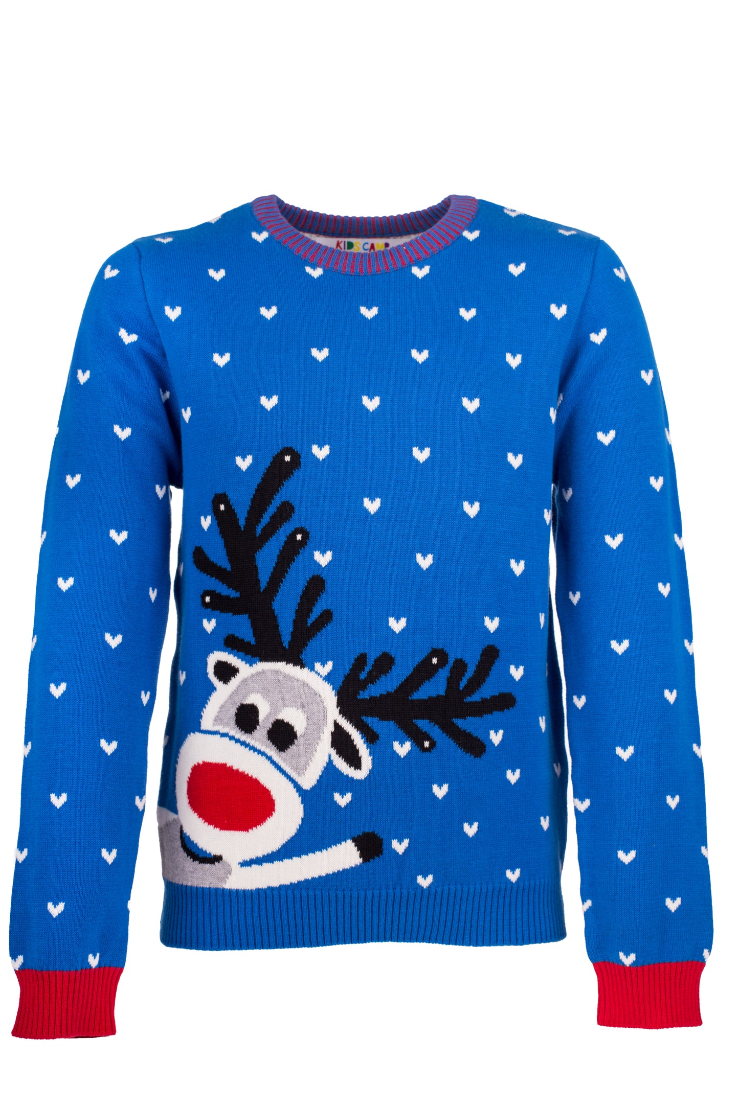 Amantes Foute kersttrui - Blauw met rendier -  Incl. Giftbox