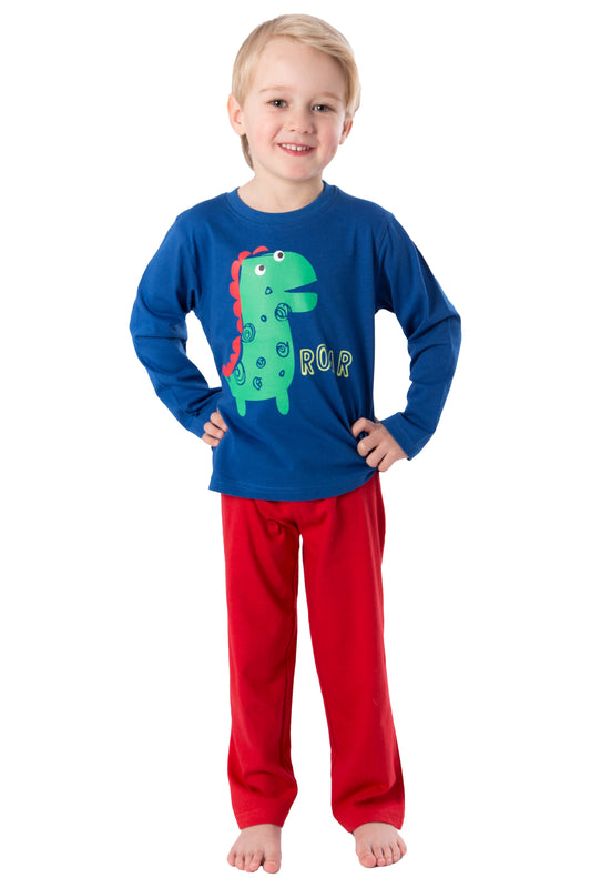 Amantes Pyjama Jongens Blauw Dino 'Roar'
