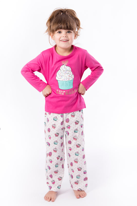 Amantes Pyjama Meisjes Fuchsia 'Cup Cake'