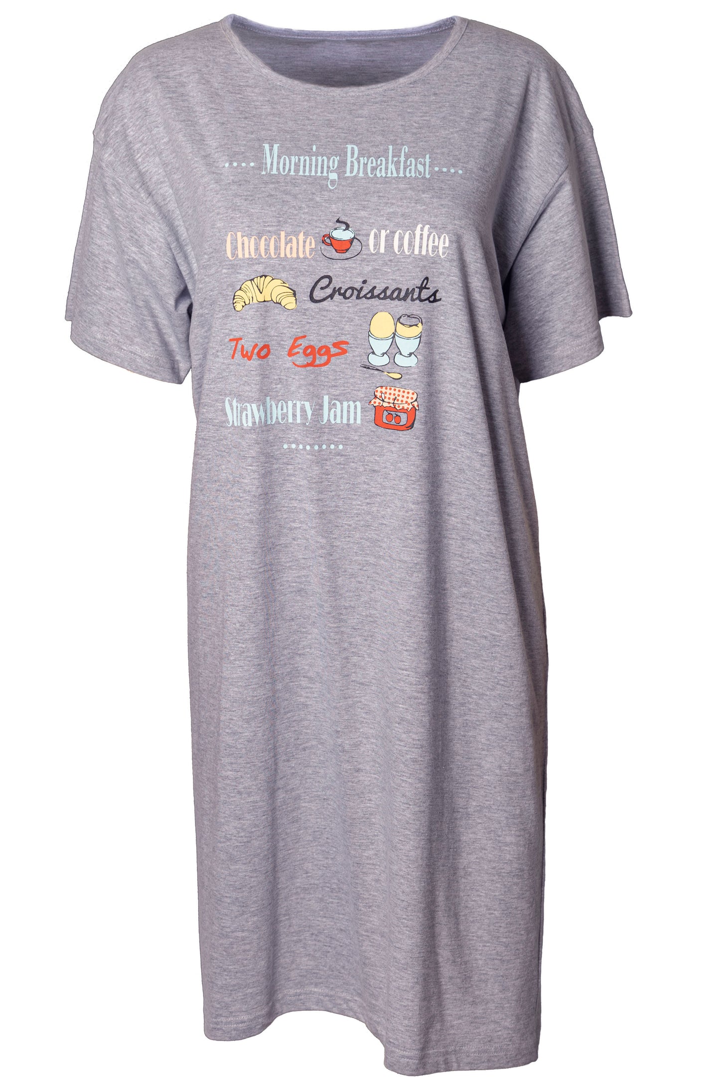 Amantes Nachthemd Dames - Slaapshirt - Korte Mouw - Grijs Melange