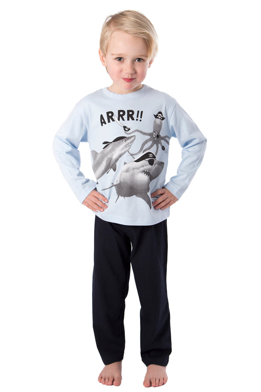 Amantes Pyjama Jongens Blauw Haai Piraten