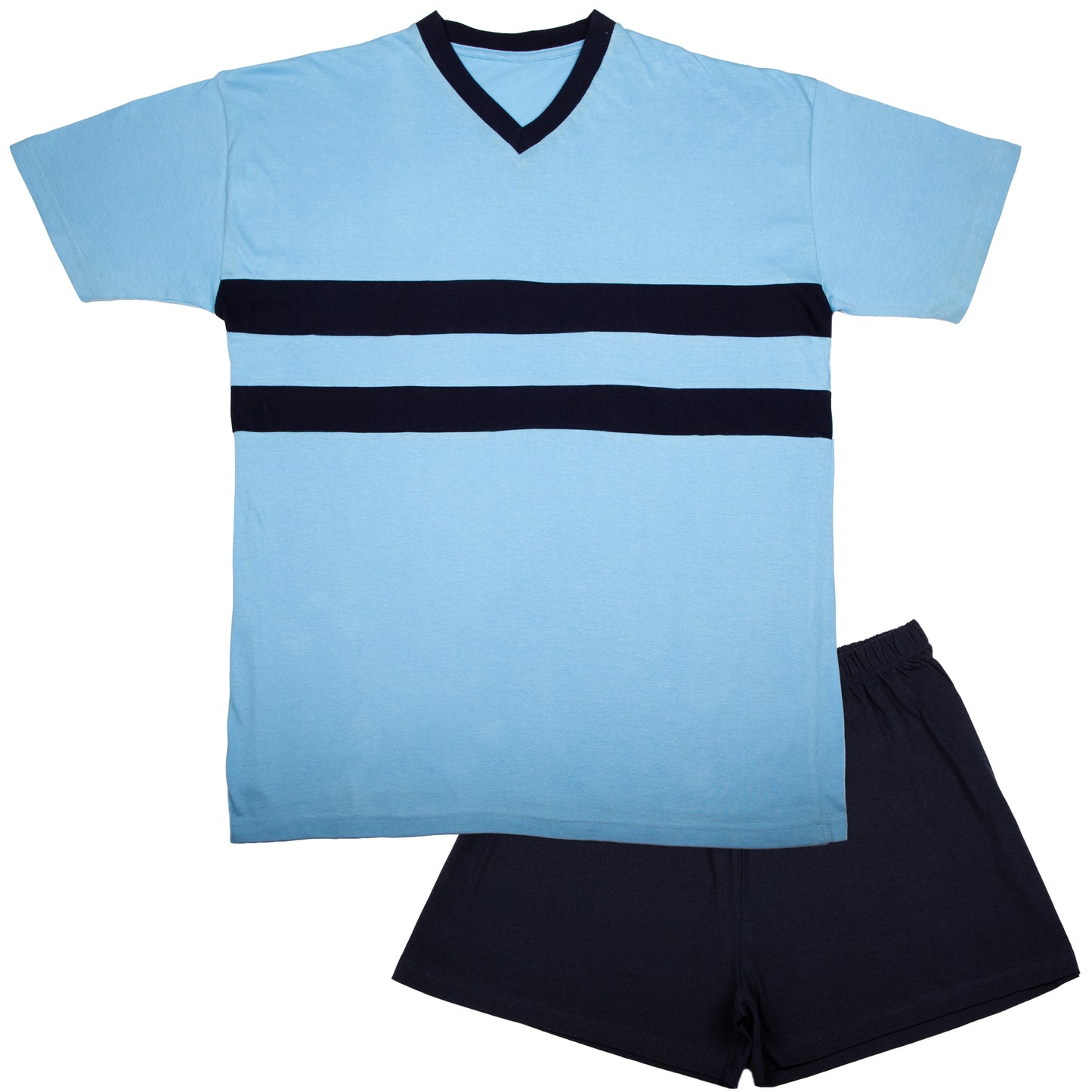 Heren Pyjama Korte Mouw - Navy / Licht Blauw