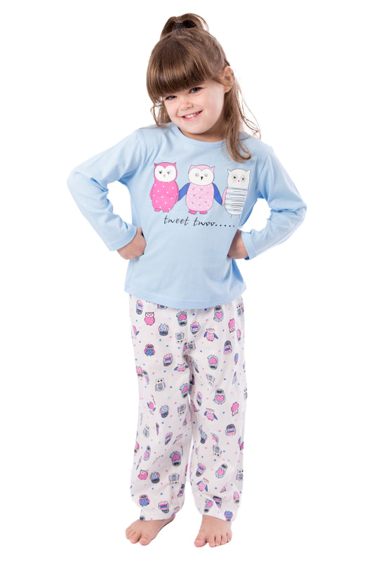 Amantes Pyjama Meisjes Blauw 'Uiltjes'