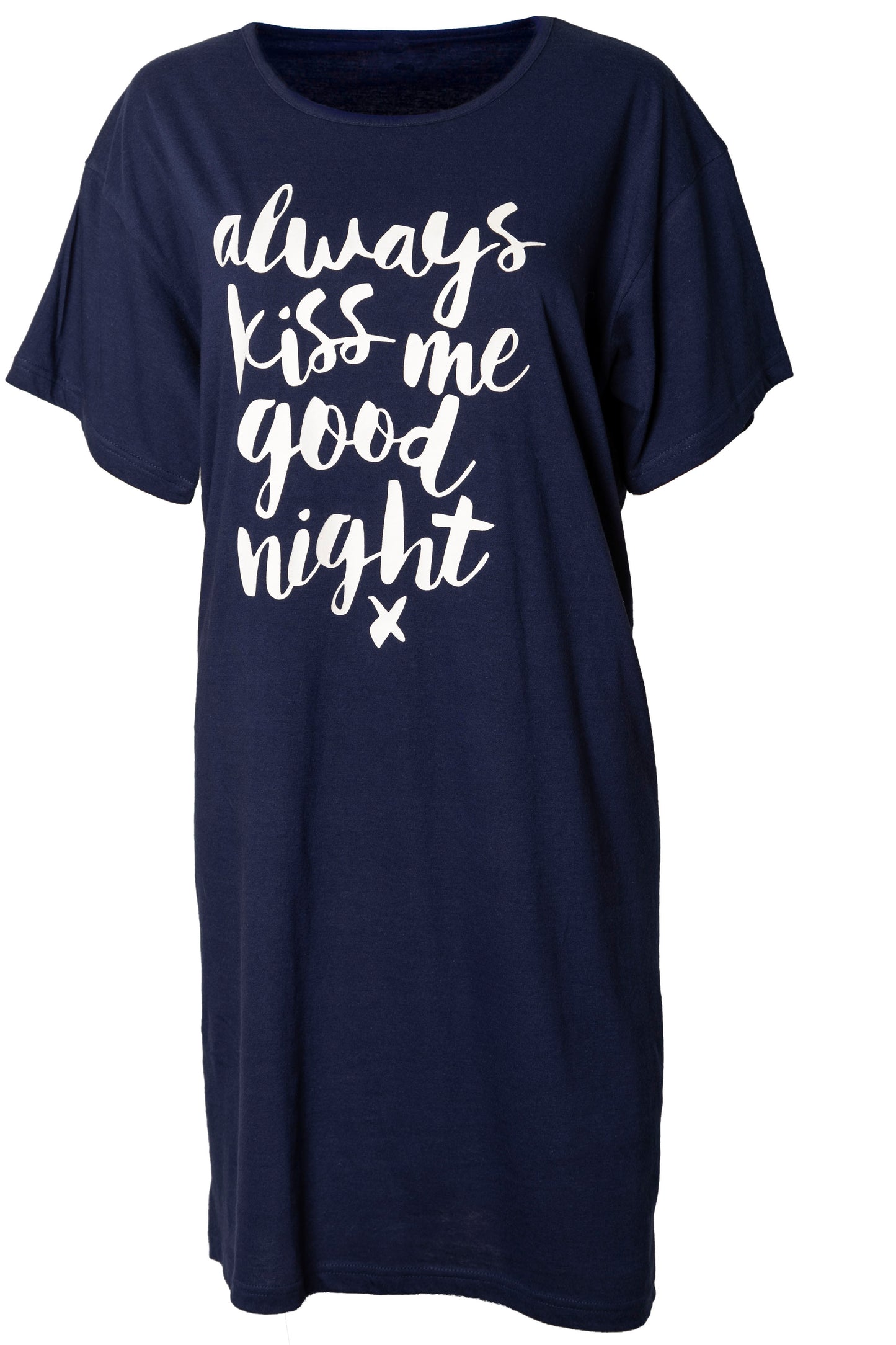 Amantes Nachthemd Dames - Slaapshirt - Korte Mouw - Navy Blauw