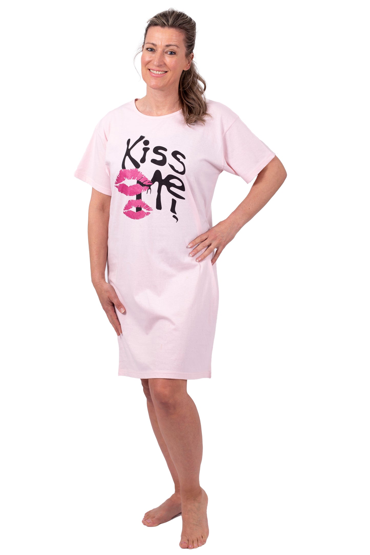 Amantes Nachthemd Dames - Slaapshirt - Korte Mouw - Roze