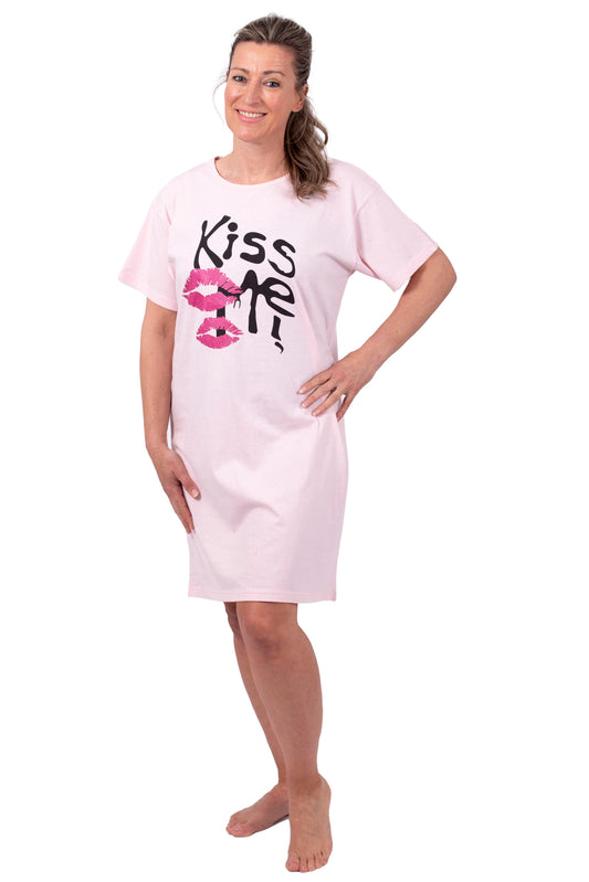 Amantes Nachthemd Dames - Slaapshirt - Korte Mouw - Roze