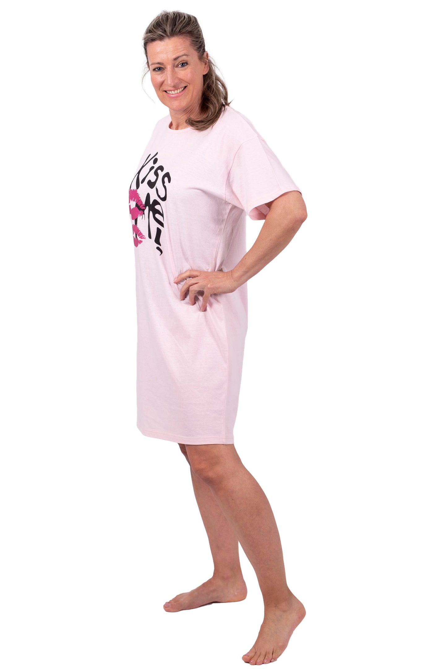 Amantes Nachthemd Dames - Slaapshirt - Korte Mouw - Roze